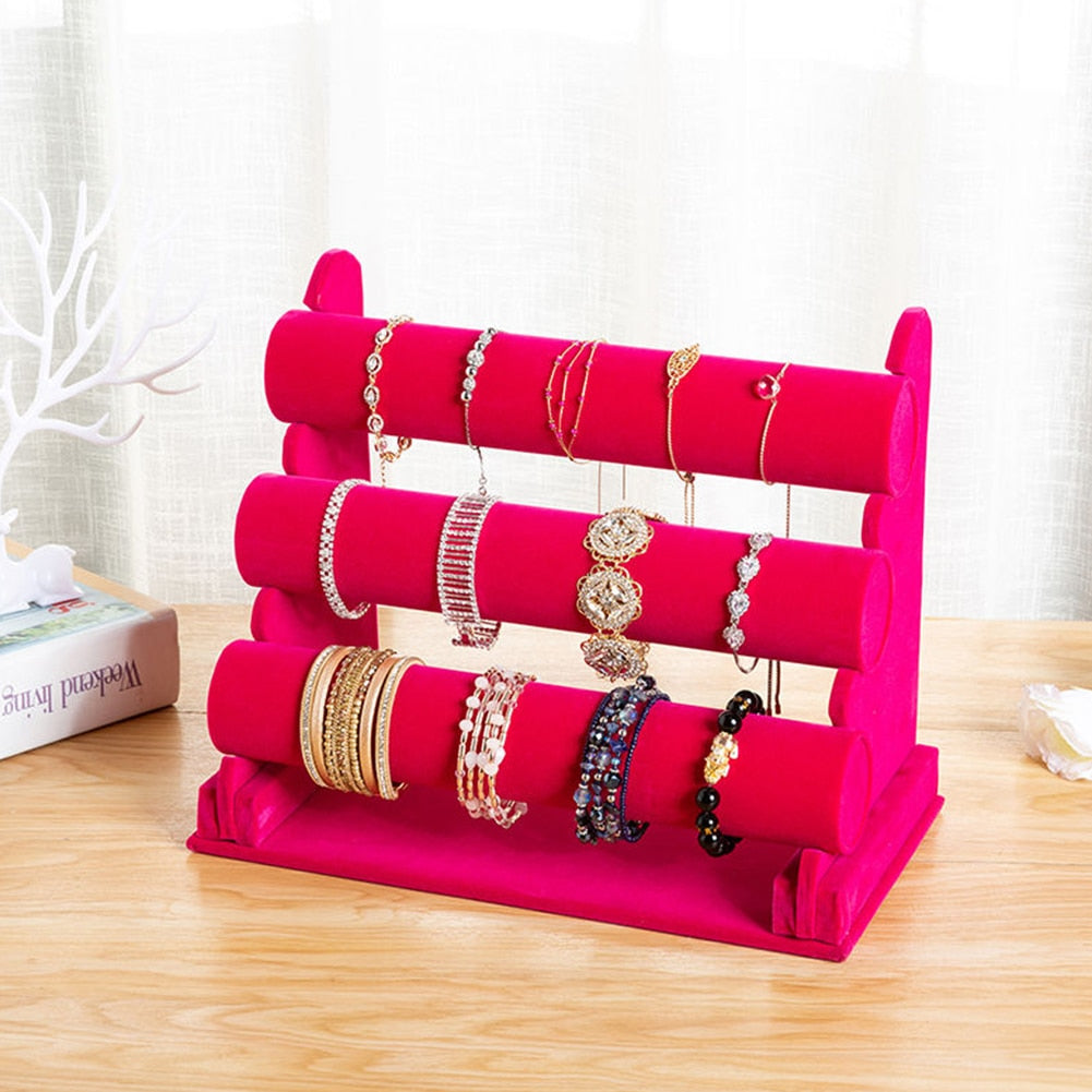 Vintage Portable Velvet Bracelet, Bangle, Chain, and  T-Bar Rack for Watches and Jewelry  and doubles as a Display Stand / Holder in 1, 2, and 3-Tier Displays