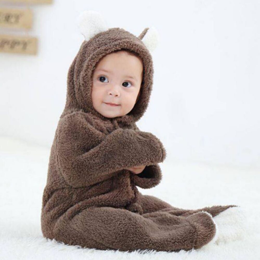 Winter Baby Rompers Keep Warm Toddler Pijamas Newborn Little Girl Boy Clothes Coral Fleece  Soft Infant Jumpsuit Costume