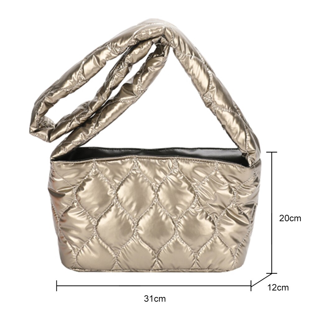 Winter Cotton Padded Bag For Women 2022 Lattice Quilted Handbag Female Large Tote Bag Feather Down Bag Ladies Shopping Hobo Bags