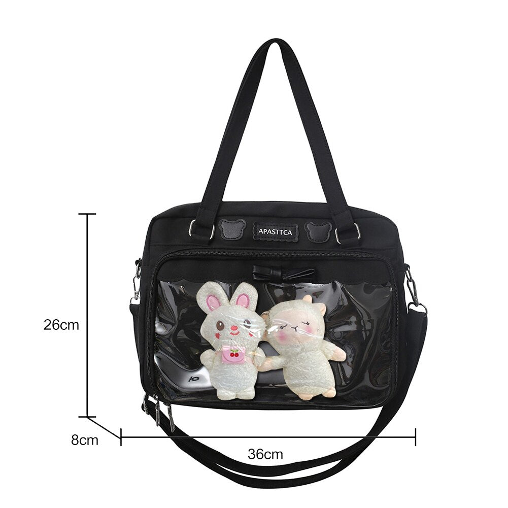 Japanese High School Girls JK Bag Transparent Handbags Book Bag Satchels Shoulder Bag Itabag Big Crossbody Bags Women Ita bag