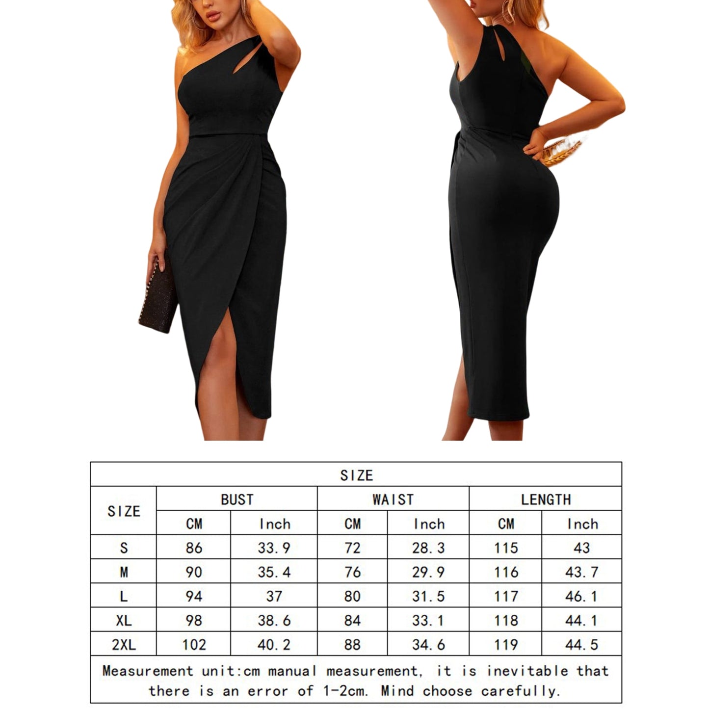 Women Cocktail Midi Dress Solid Color Ladies Asymmetric Party Dress Front Slit One Shoulder Sexy Elegant Holidays Vacation