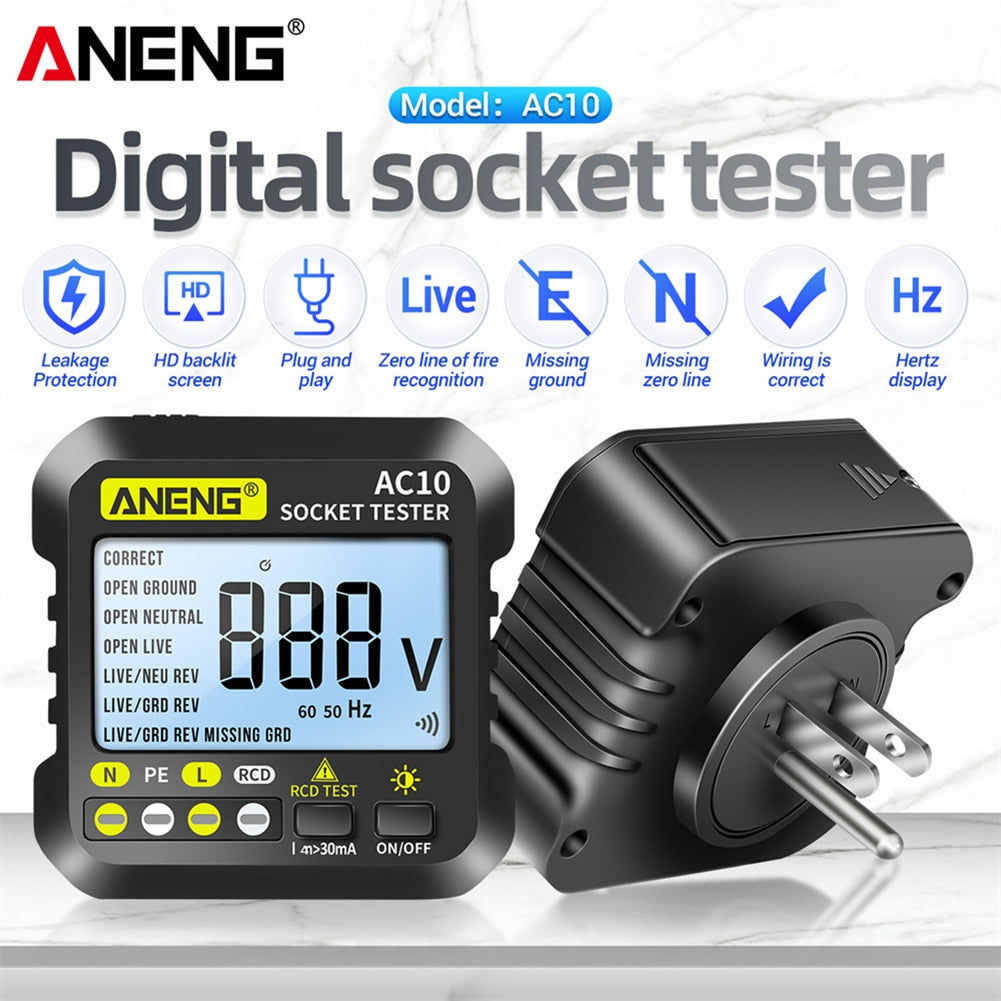 ANENG AC10 Socket Multimeter / Tester for Voltage / Polarity / Phase / Frequency and Fault Checking