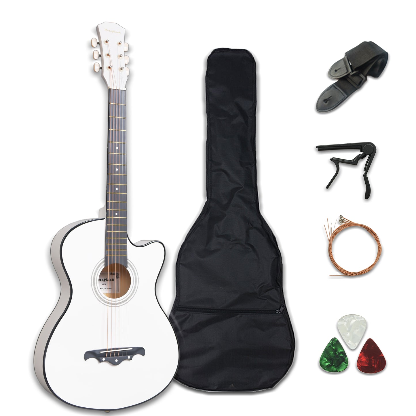 AGT16 41/38 Inch Acoustic Travel Guitar for Kids and  Adults, comes with Capo, Picks, Bag, and 6 Steel Strings