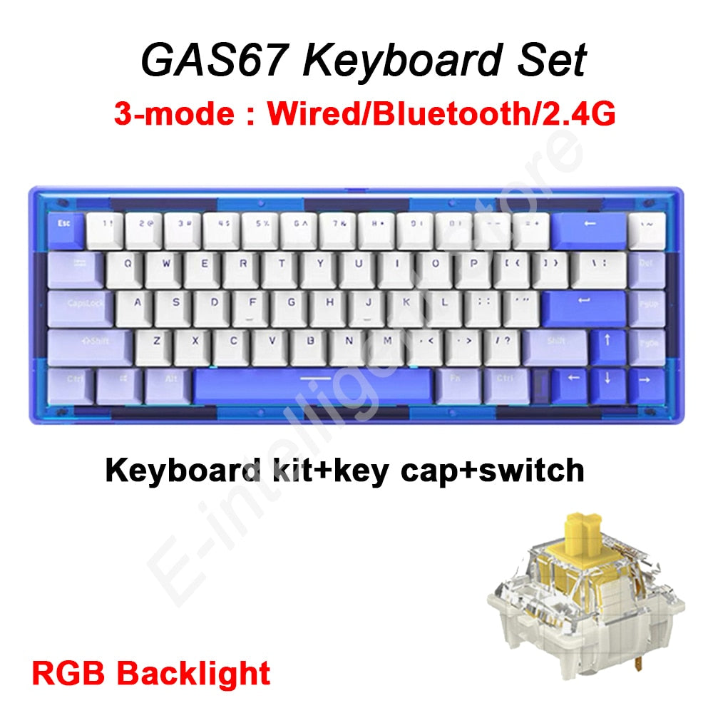 GAS67 Hot-swappable Customized Mechanical Keyboard Kit RGB Backlighting and USB-C Bluetooth 2.4G Wireless Keyboard for Laptop or PC