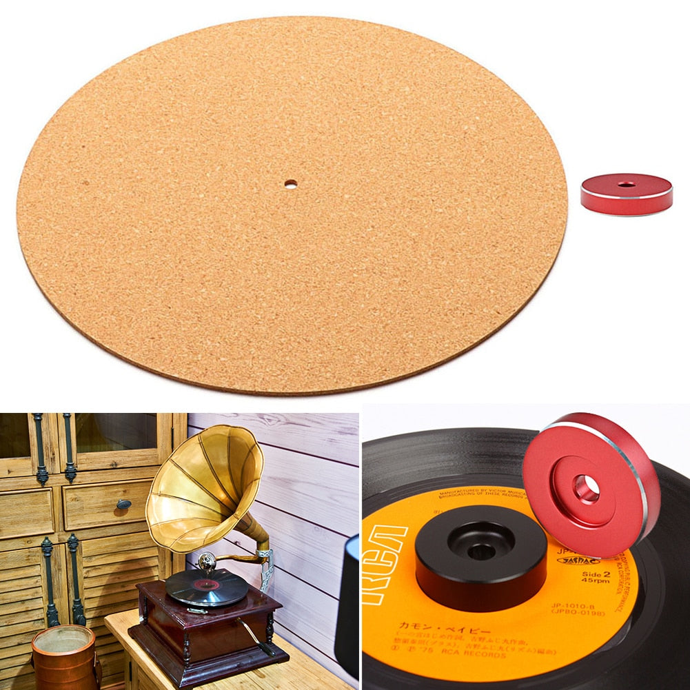 Cork Turntable Mat Professional Record Pad for Anti-static and Anti-vibration Pad for 45 RPM Vinyl Record Player