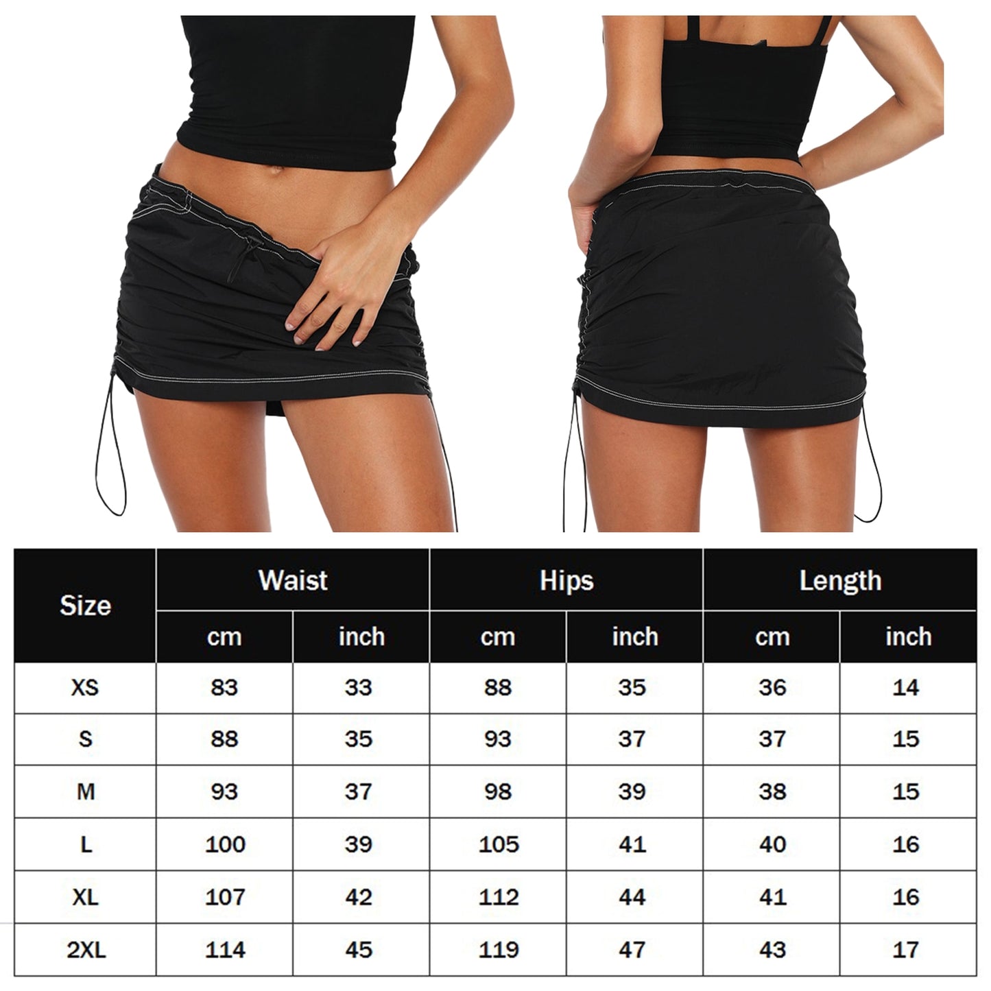 Sexy Casual Sports Cargo Skirts Woven Nylon / Women Y2k / Drawstring with Pocket Shirring Slim Fit Fashion Daily Wear