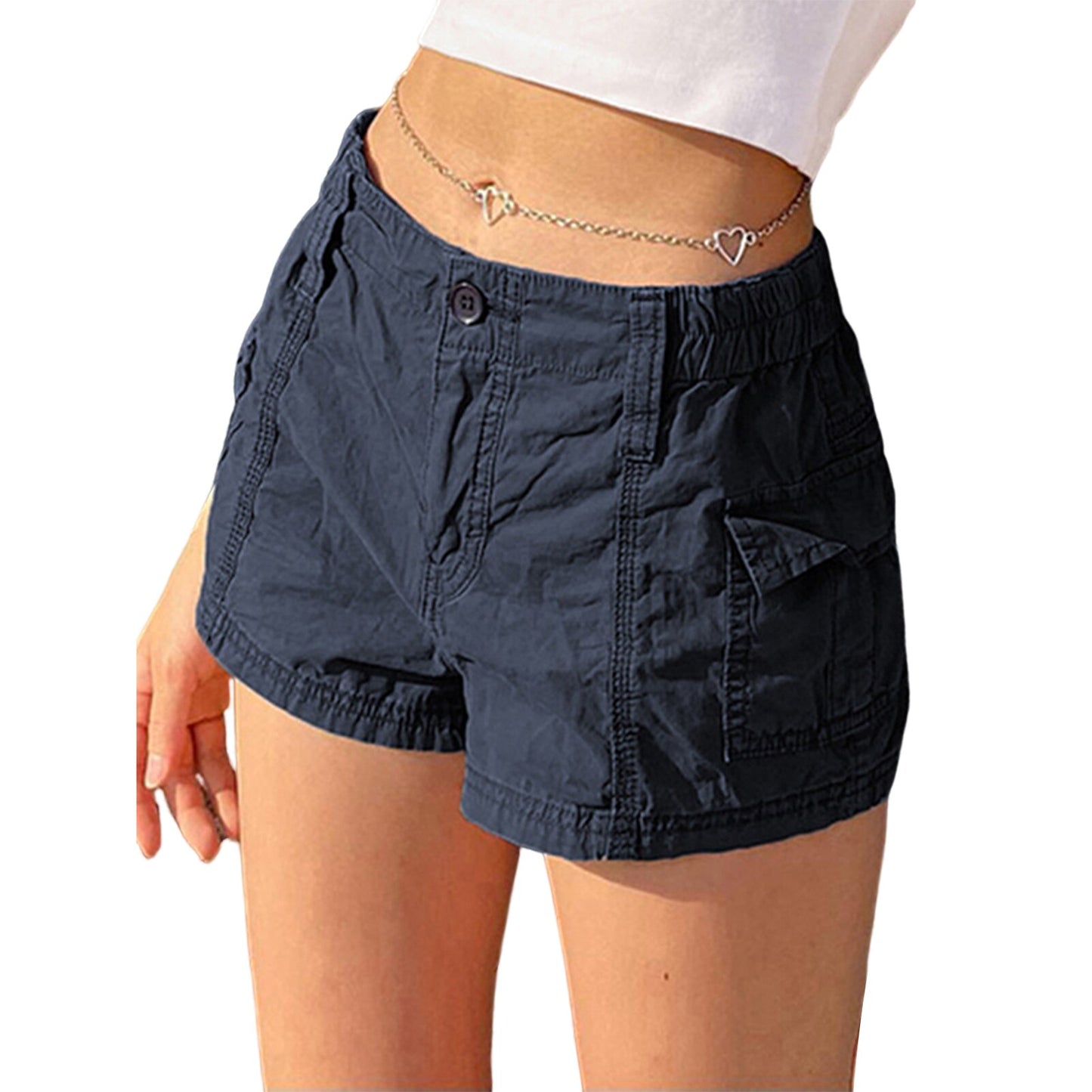 Denim Shorts Straight Barrel Solid Color Workwear Cotton Bottoms Jeans Shorts Comfortable Summer Jeans Women Summer Streetwear