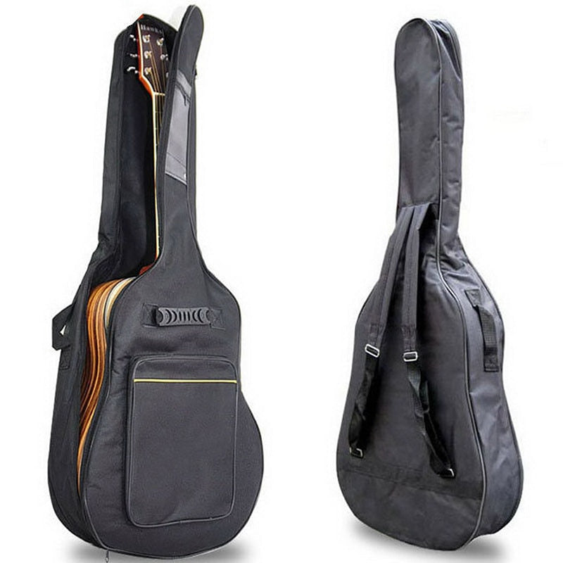 40/41 Inch Waterproof Guitar Case / Double Strap / Padded Black Guitar Case / Backpack with Shoulder Straps for Classical and Acoustic Guitars