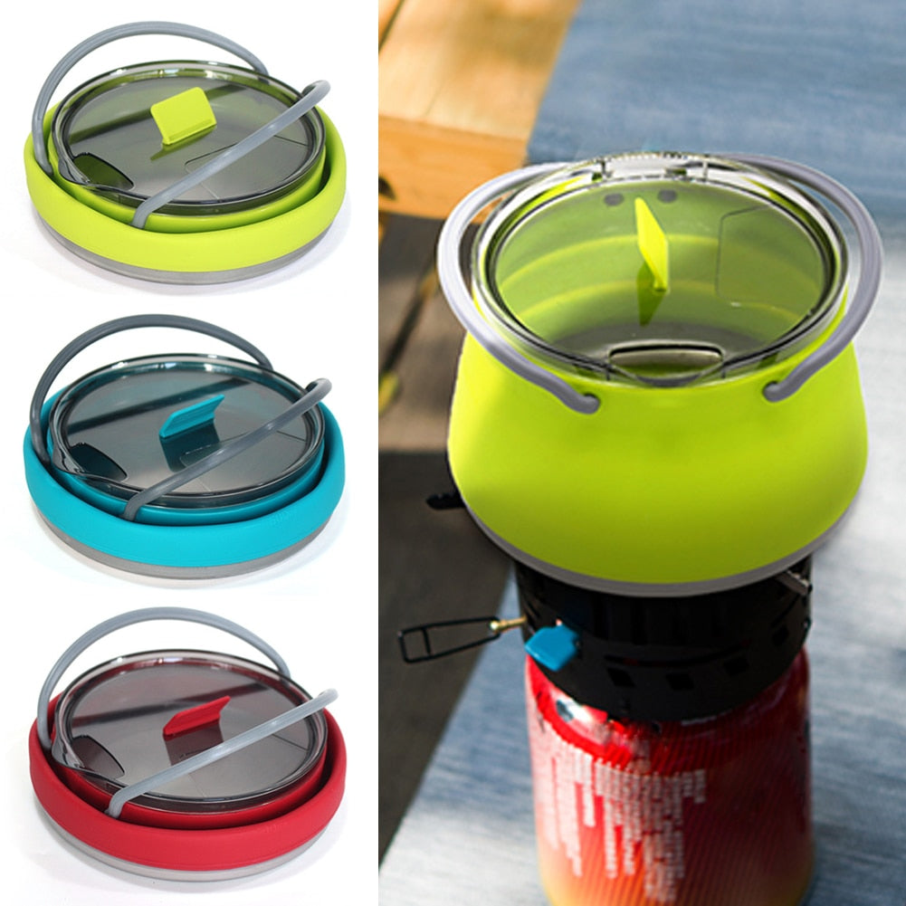 Outdoor Mini Silicone Kettle for Portable Water Boiling for Outdoor Camping, Hiking, Fishing and Travel Accessories