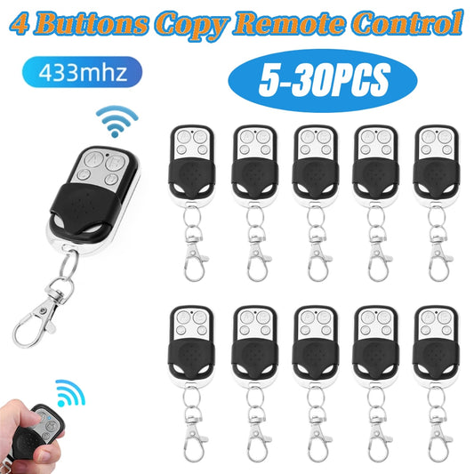 433MHz Universal Smart Key Wireless Remote Control with Auto-Clone and Fixed-Code Duplicator for Garage Door, Gate, Automobile, Motorcycle and Doorway Opener Remotes