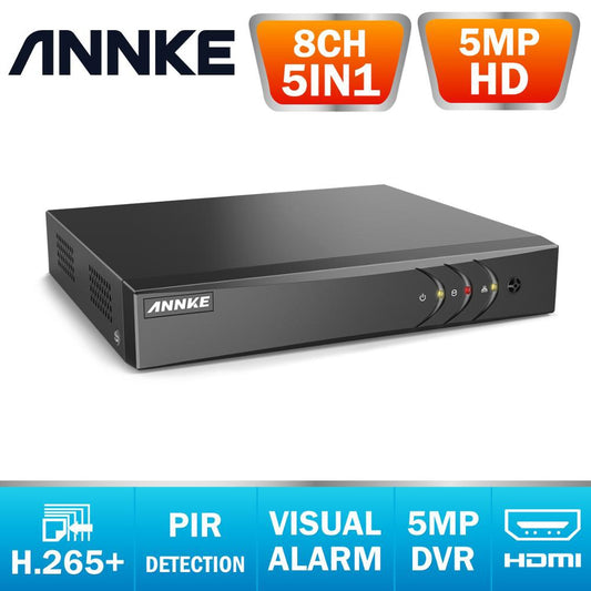 ANNKE 8CH 5MP Lite 5in1 HD TVI CVI AHD IP Security DVR Recorder with Email Alert for Motion Detection